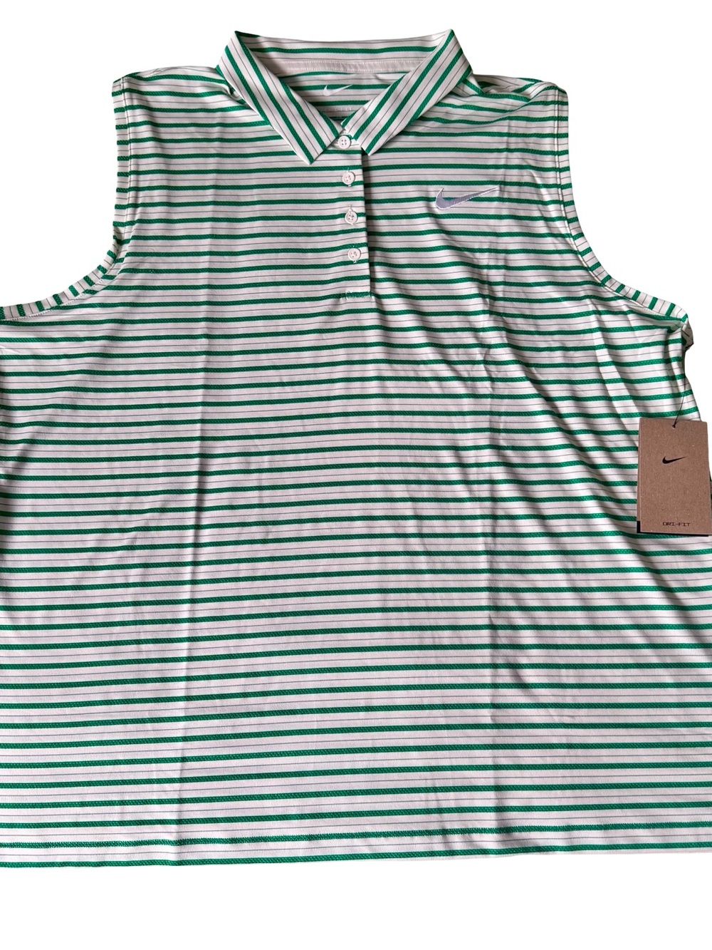 NWT Nike Women's Dri-Fit Victory Sleeveless Green Striped Golf Polo Size XXL